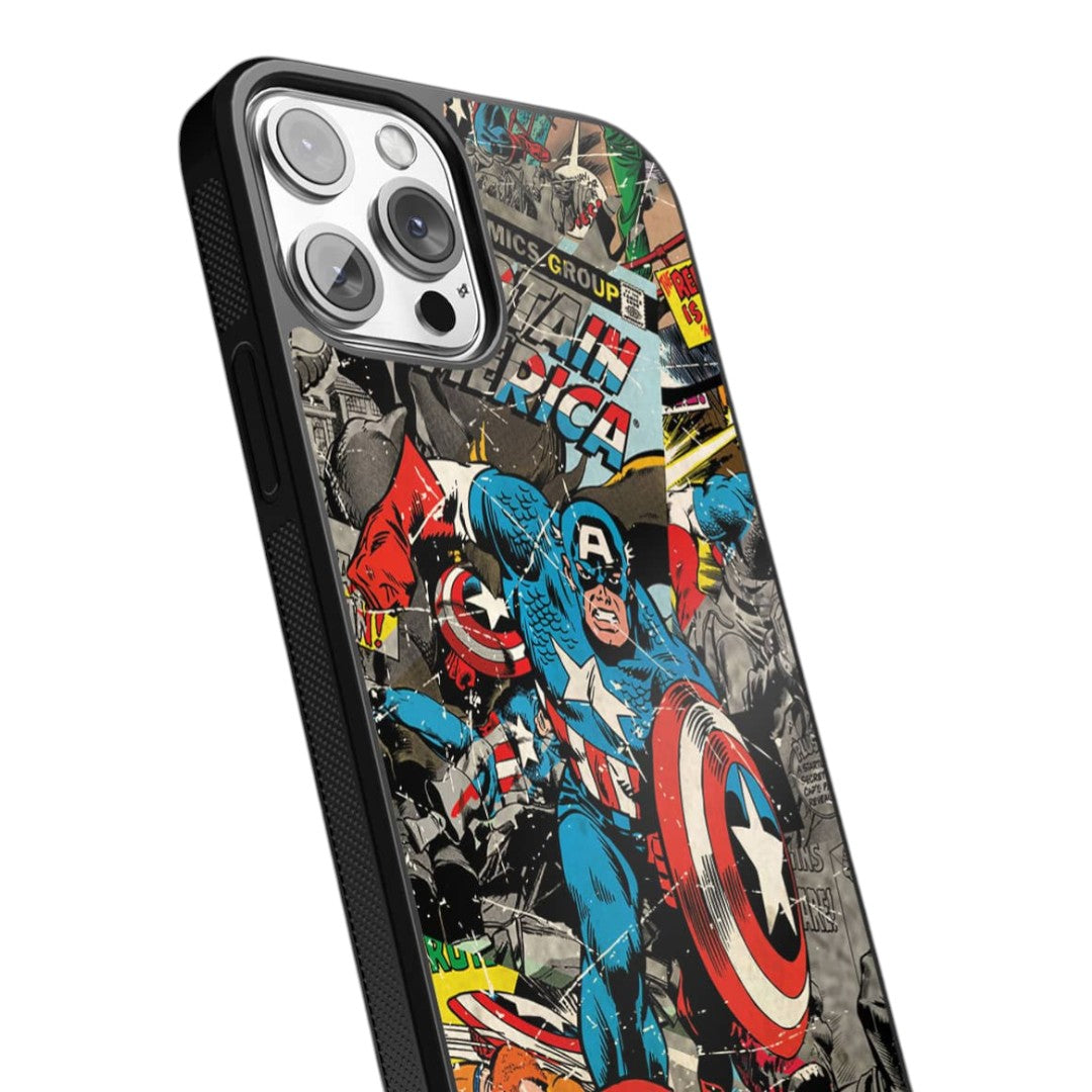 Comic Captain America Glass iPhone Case for iPhone 13 Pro | Macmerise