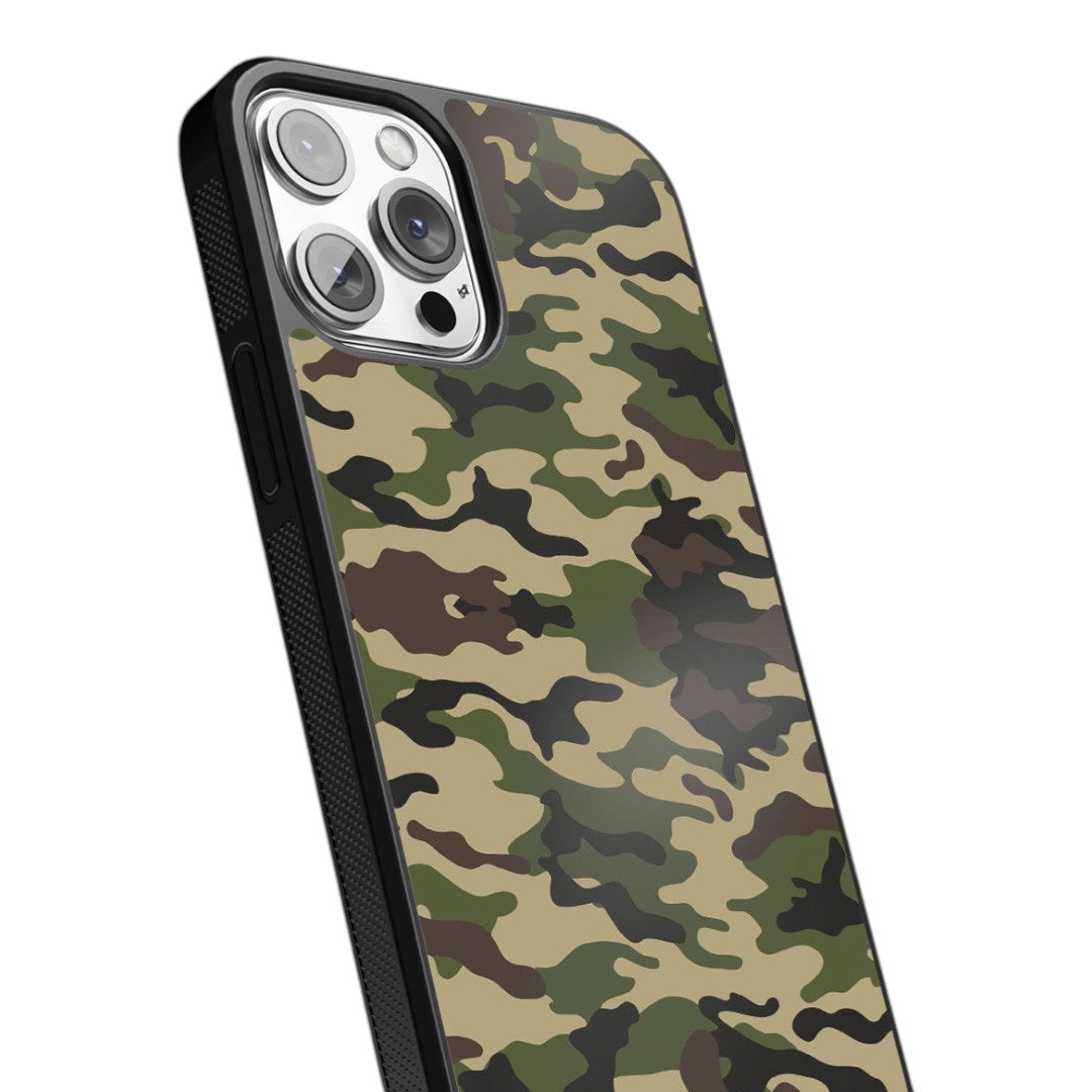 Camo Army Green Glass iPhone Case for iPhone 13 Pro Max | Macmerise