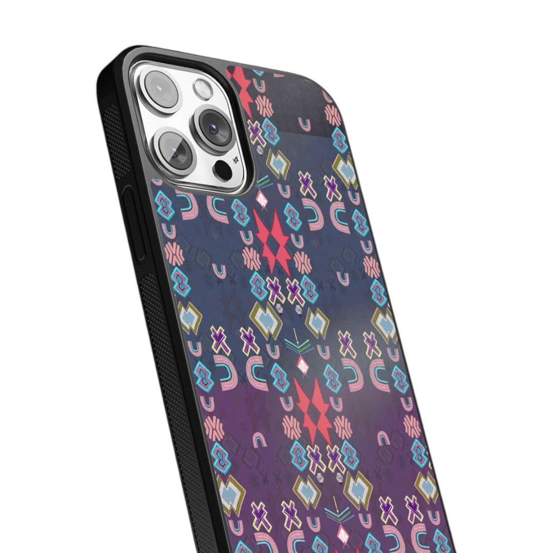 Payal Singhal Ikat Star Purple Small Glass iPhone Case for iPhone 13 Pro Max | Macmerise