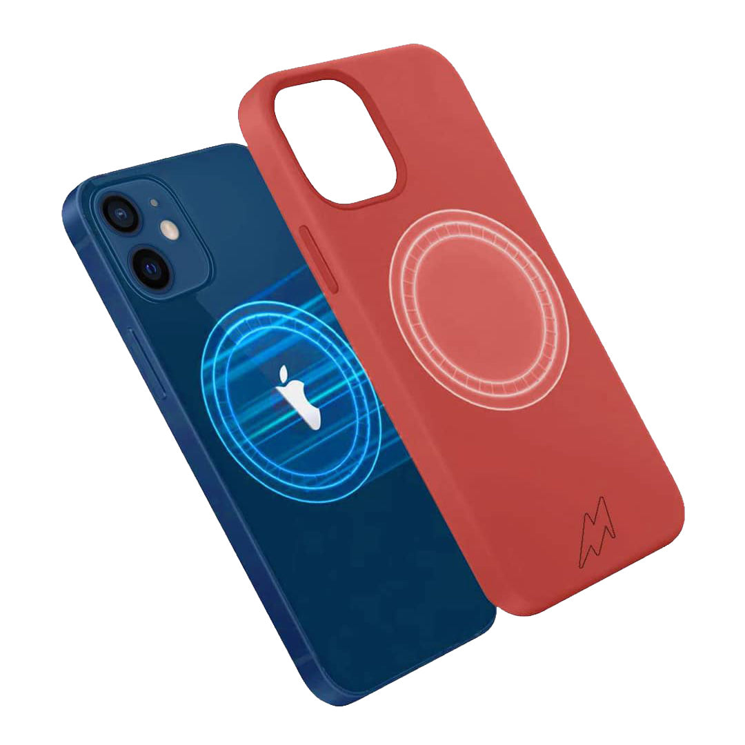 Basics Glass iPhone Case for iPhone 12 Mini Magsafe Silicone Orange | Macmerise