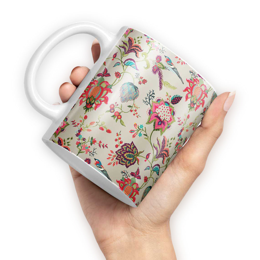 Payal Singhal Chidiya Coffee Mug Beige - back view | Macmerise