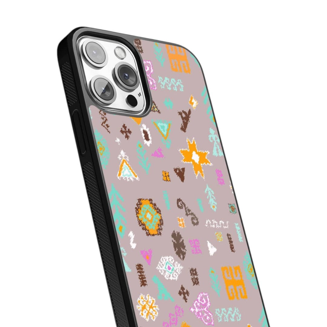 Payal Singhal Bandhani Kilim Lavender Orange Glass iPhone Case for iPhone 13 Pro Max | Macmerise