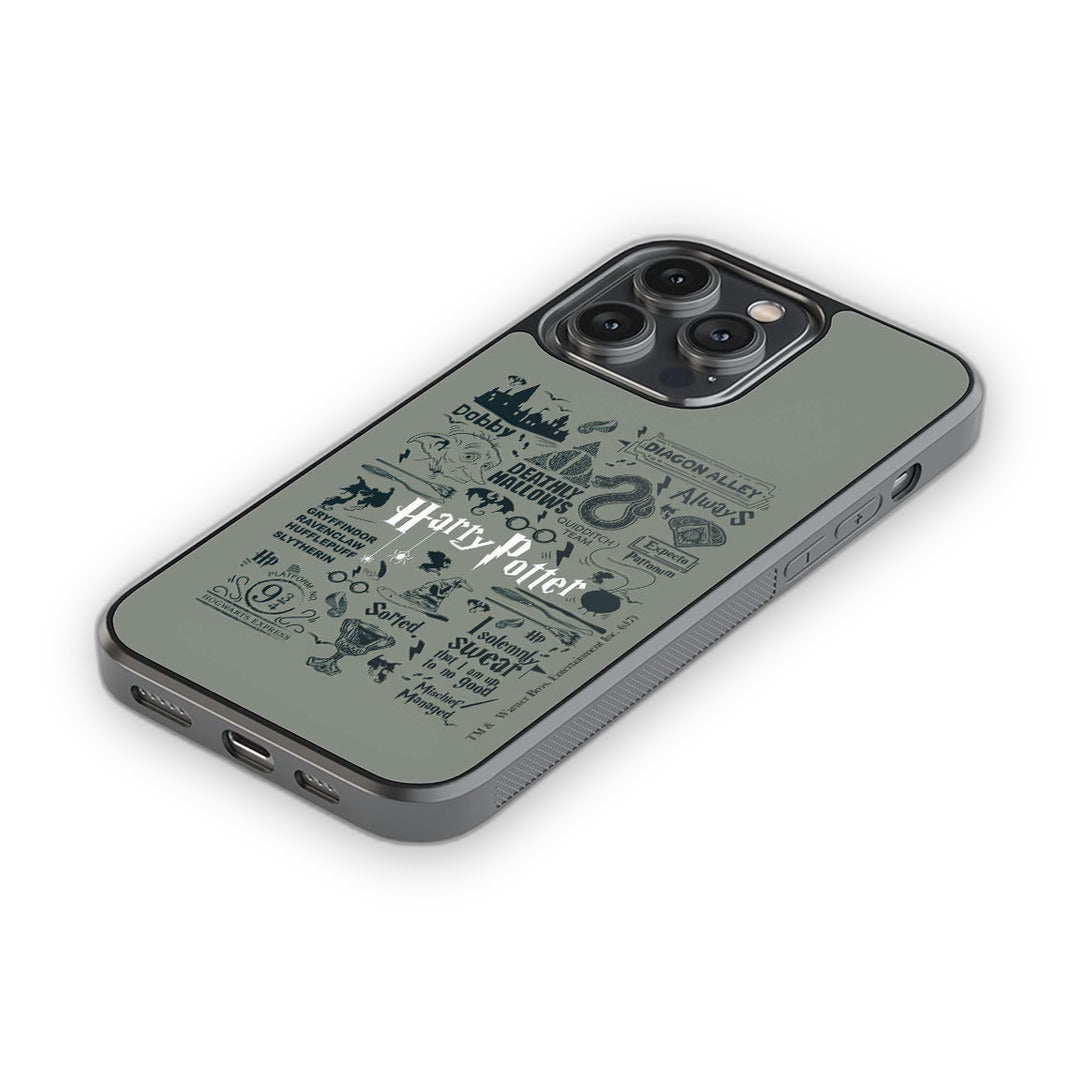 Harry Potter Infographic Grey Glass iPhone Case for iPhone 14 Pro Max | Macmerise