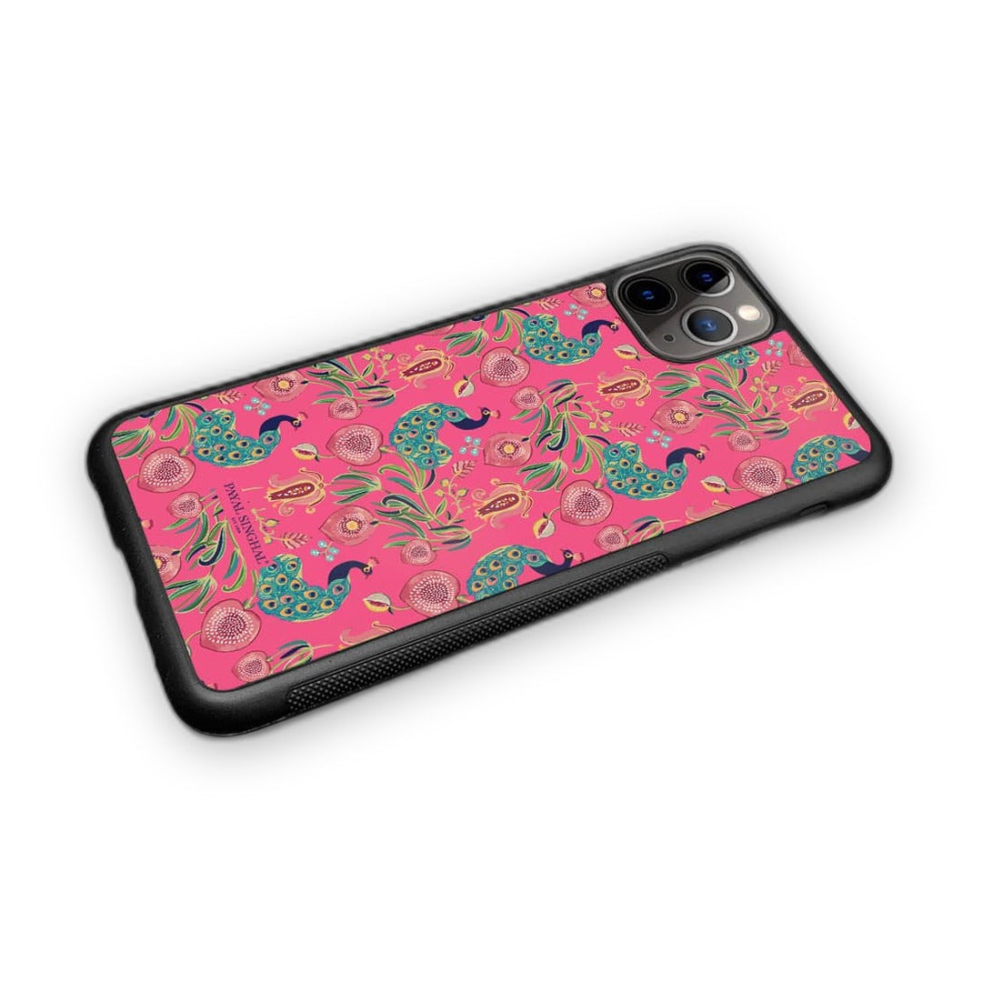 Payal Singhal Anaar and Mor Pink Glass iPhone Case for iPhone 11 Pro | Macmerise