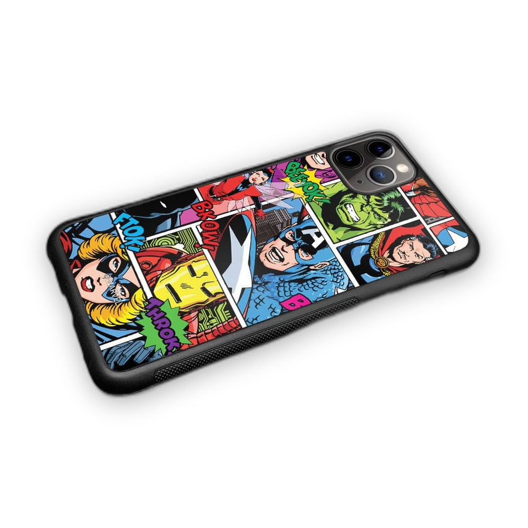 Comic Superheroes Mashup Glass iPhone Case for iPhone 11 Pro Max | Macmerise