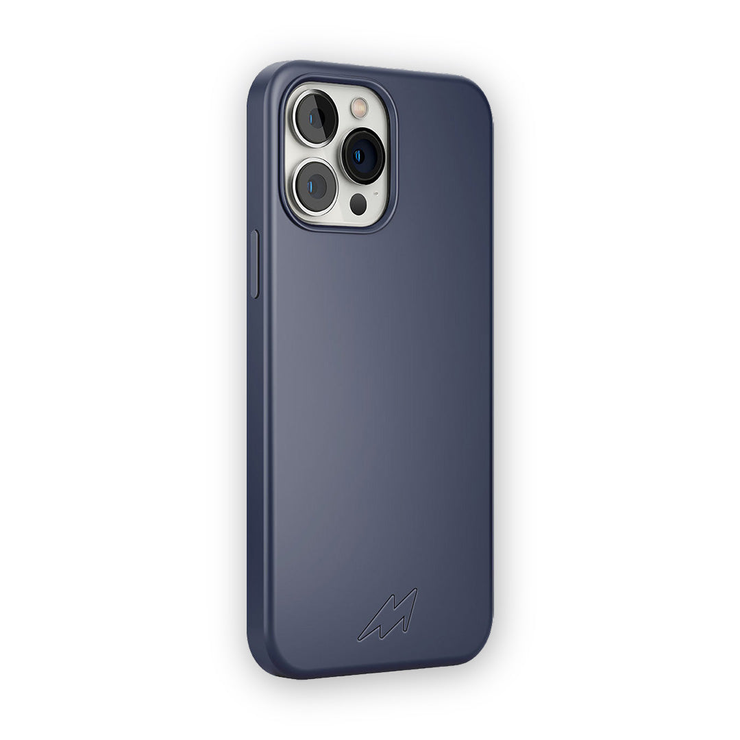 Basics iPhone 13 Pro Max Silicone Case Midnight Blue - side view | Macmerise