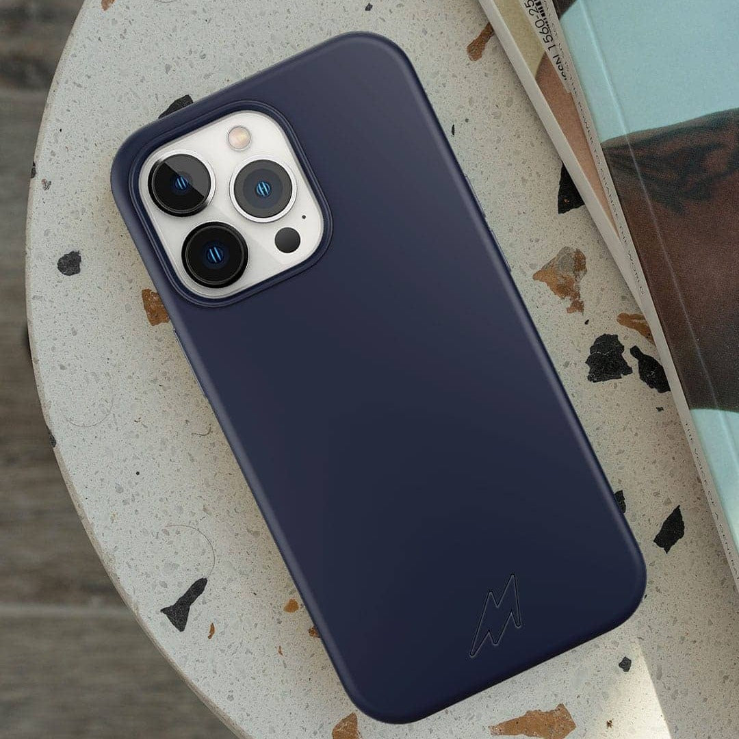 Basics iPhone 13 Pro Max Silicone Case Midnight Blue - angle view | Macmerise