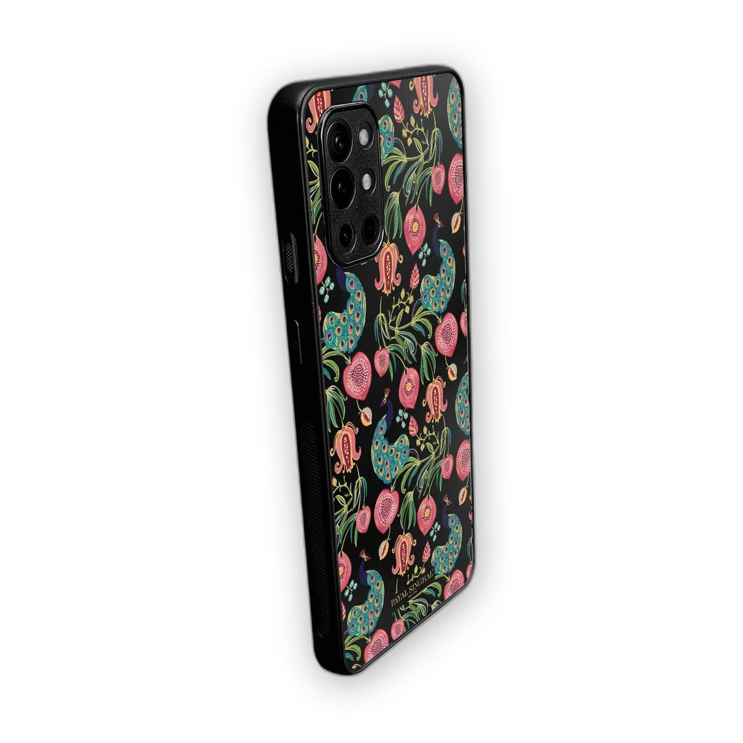 Payal Singhal Anaar and Mor Black Phone Case for OnePlus 9r Bumper | Macmerise