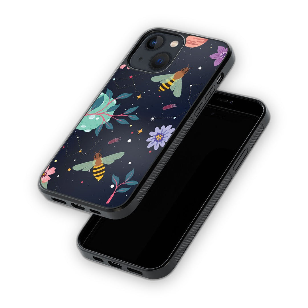 Space Bees Glass iPhone Case for iPhone 13 Mini | Macmerise