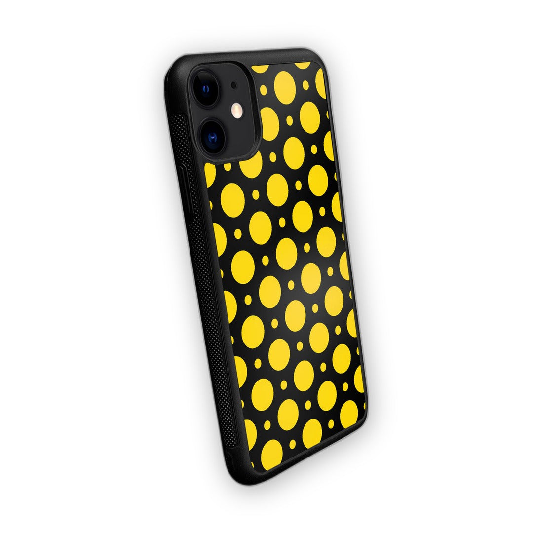 Polka Dot Black Yellow Glass iPhone Case for iPhone 11 | Macmerise
