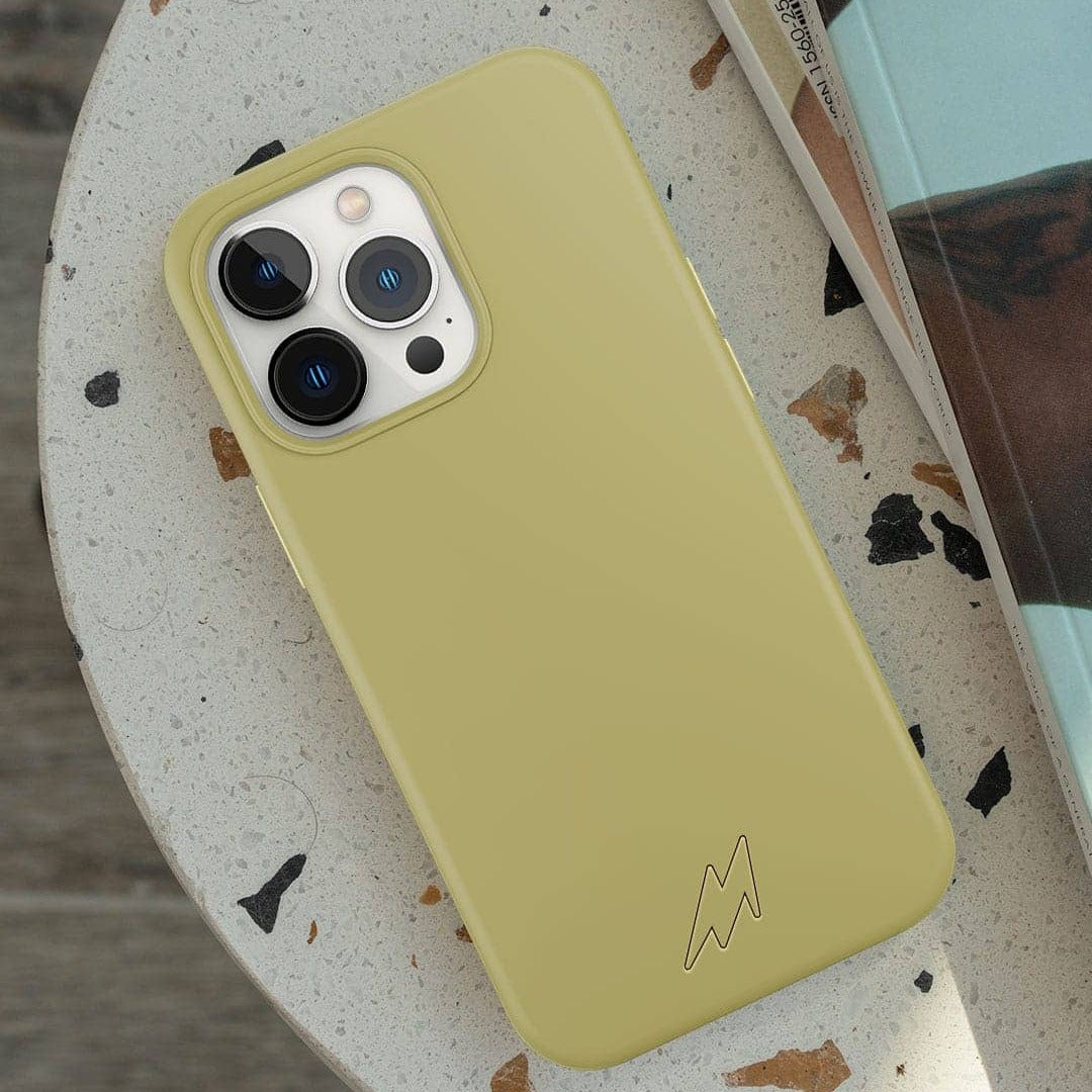 Basics iPhone 13 Pro Silicone Case Yellow - angle view | Macmerise
