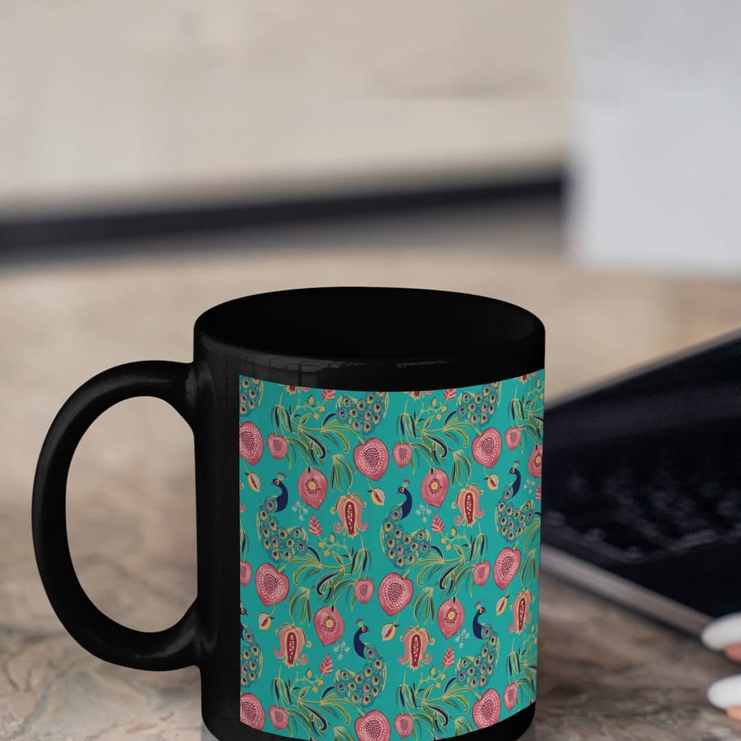 Payal Singhal Anaar and Mor Teal Coffee Mug | Macmerise