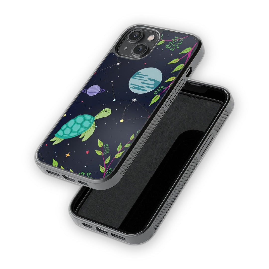 Space Turtle Glass iPhone Case for iPhone 14 | Macmerise