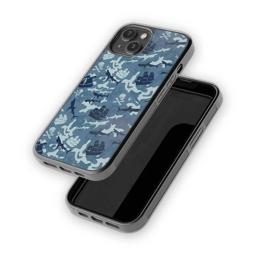 Pirates Pattern Glass iPhone Case for iPhone 14 | Macmerise