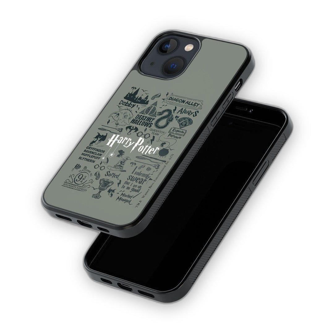 Harry Potter Infographic Grey Glass iPhone Case for iPhone 13 Mini | Macmerise