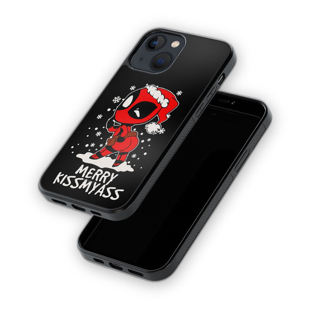 Merry Deadpool Glass iPhone Case for iPhone 13 Mini | Macmerise