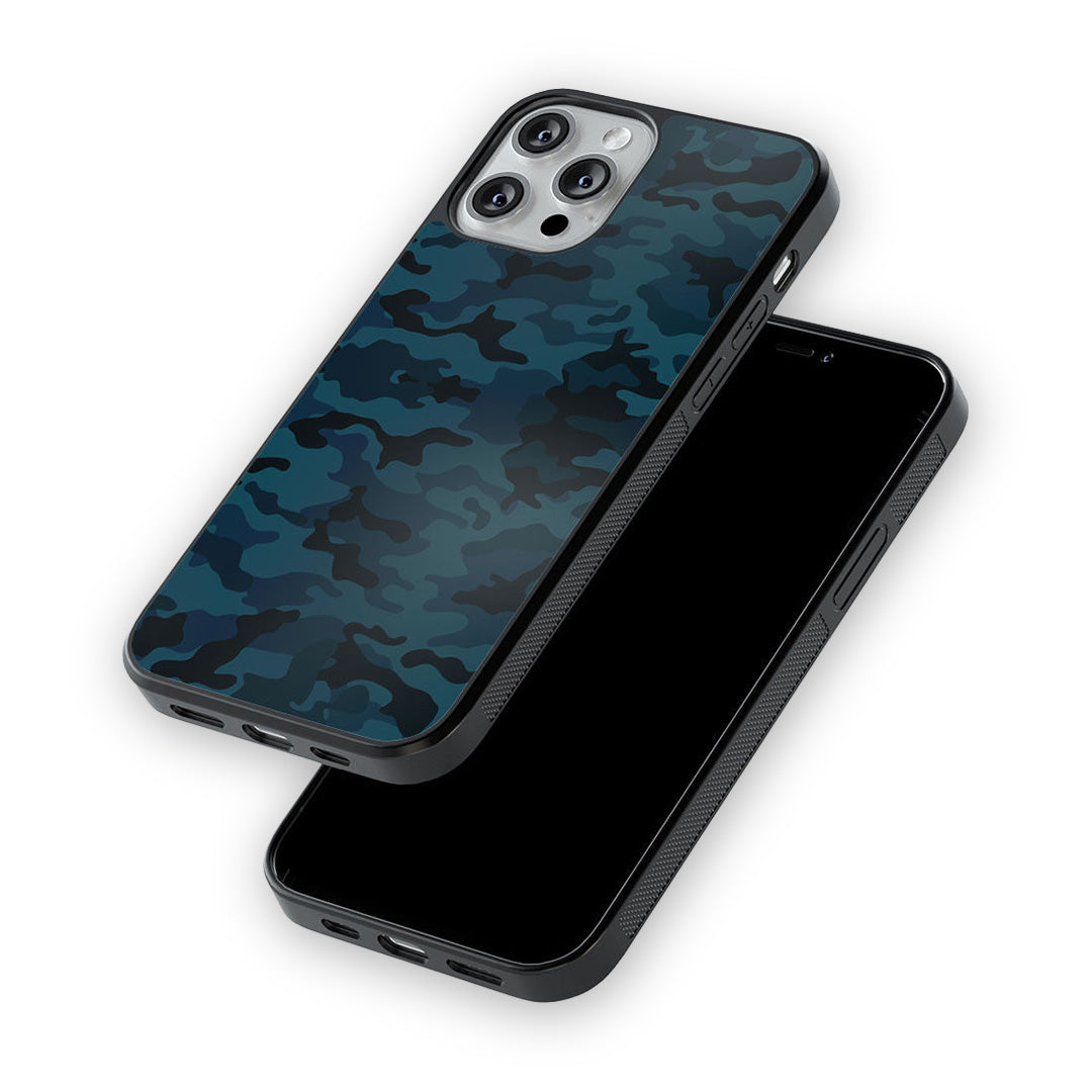 Camo Army Blue Glass iPhone Case for iPhone 12 | Macmerise