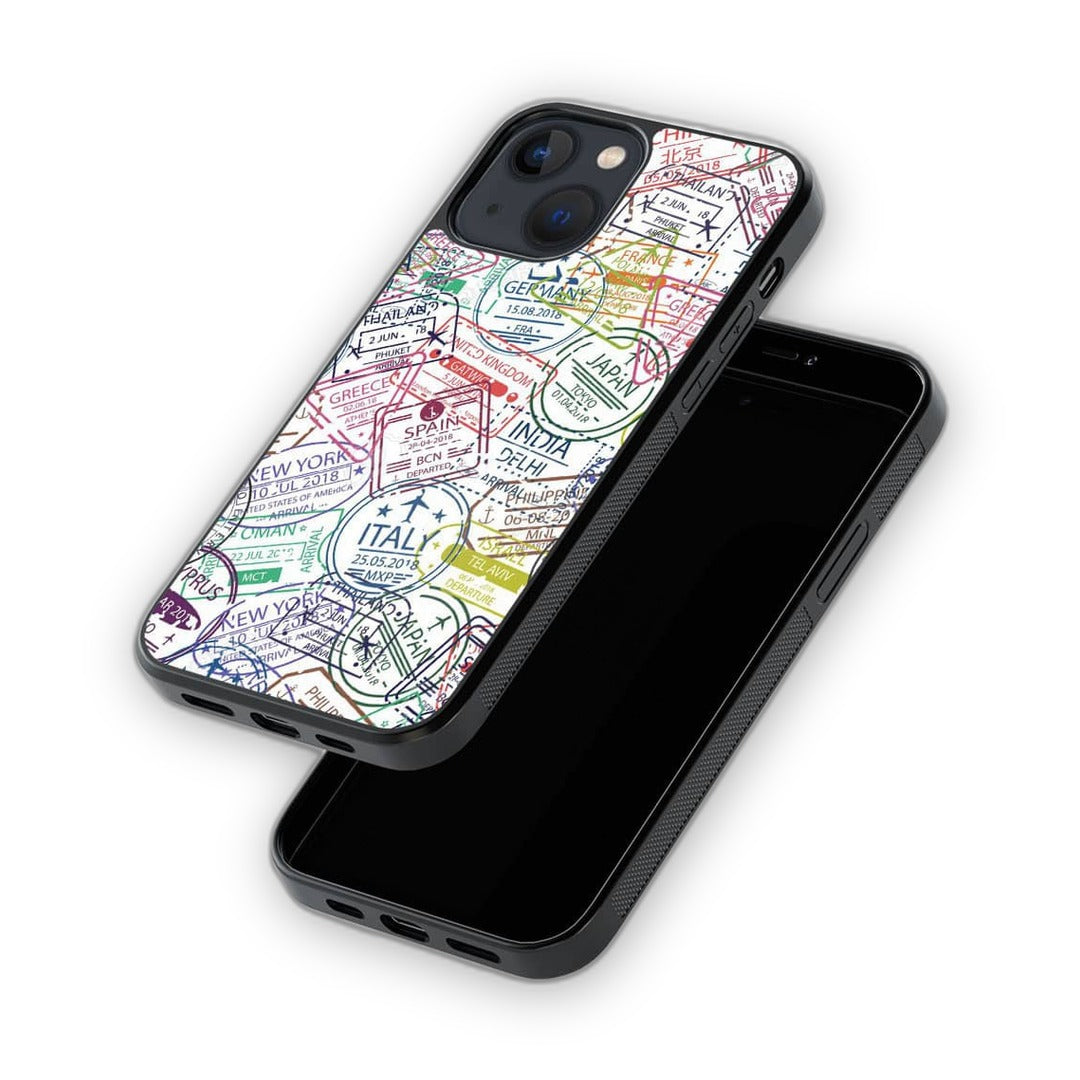 Immigration Stamps iPhone 13 Mini Cover White - detail view | Macmerise