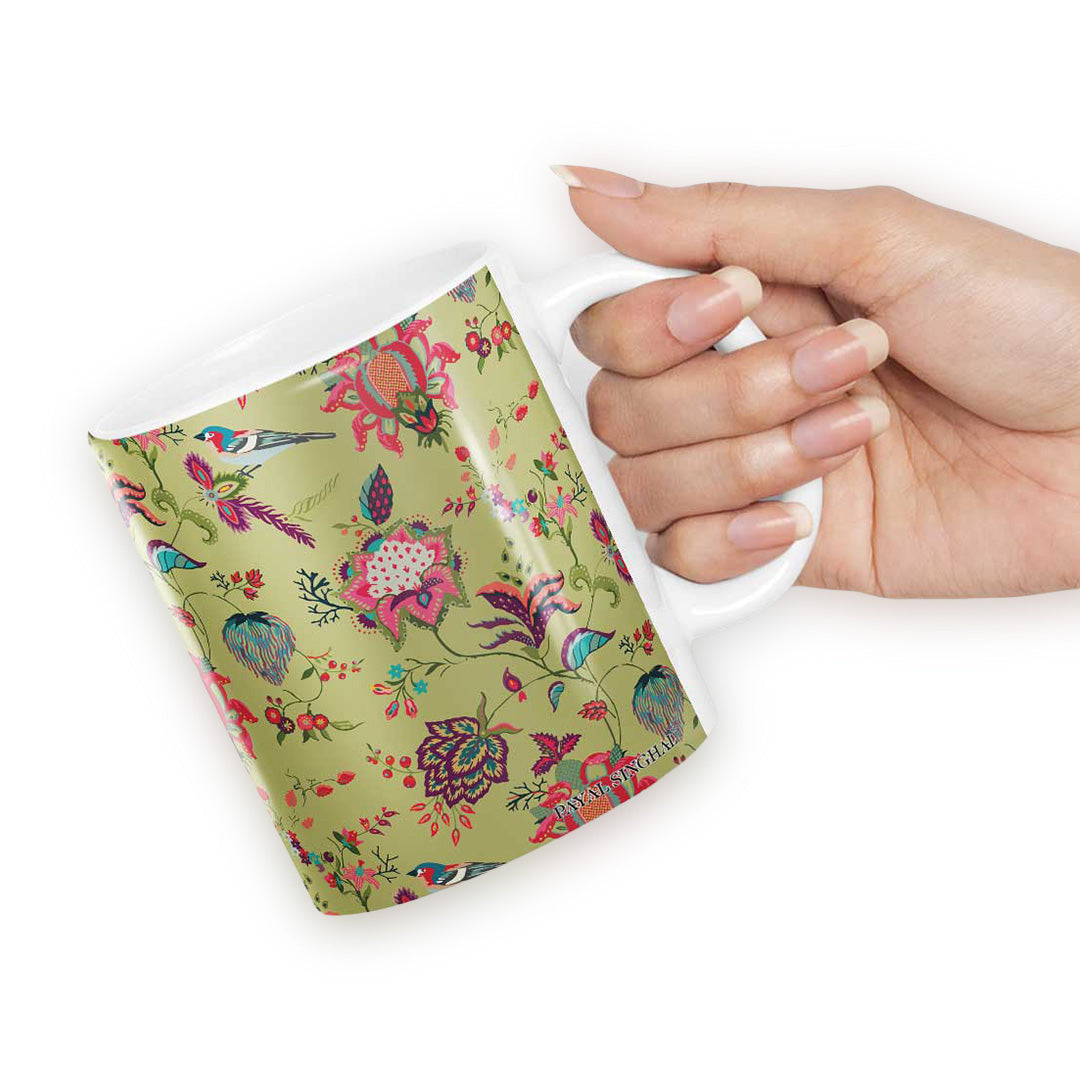 Payal Singhal Chidiya Coffee Mug Olive - detail view | Macmerise