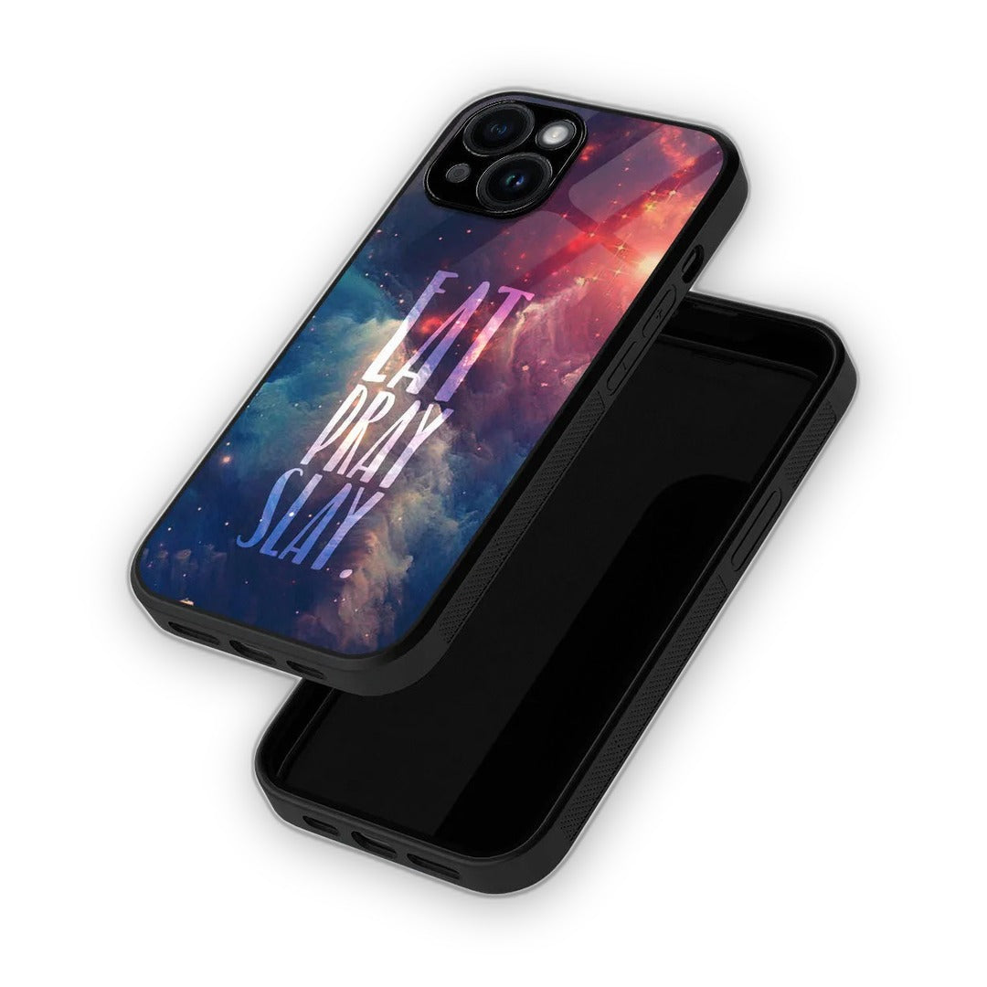 Eat Pray Slay Glass iPhone Case for iPhone 15 | Macmerise