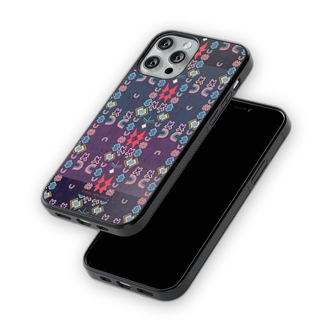 Payal Singhal Ikat Star Purple Small Glass iPhone Case for iPhone 13 Pro Max | Macmerise