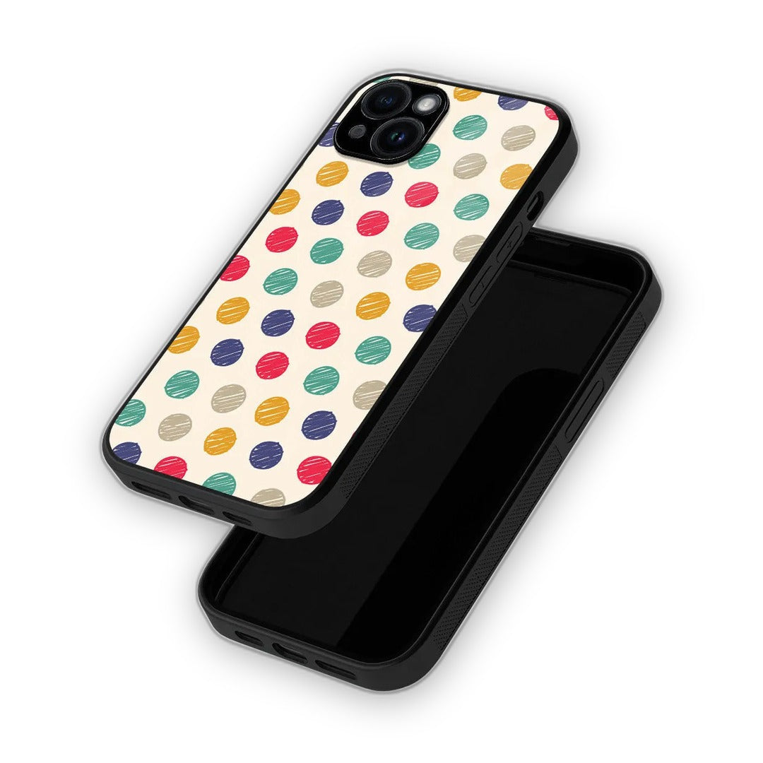 Polka Dot Scribbles Glass iPhone Case for iPhone 15 Plus | Macmerise
