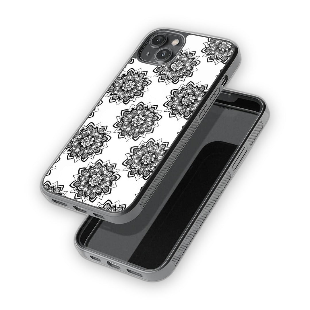 Mandala Black Glass iPhone Case for iPhone 14 Plus | Macmerise