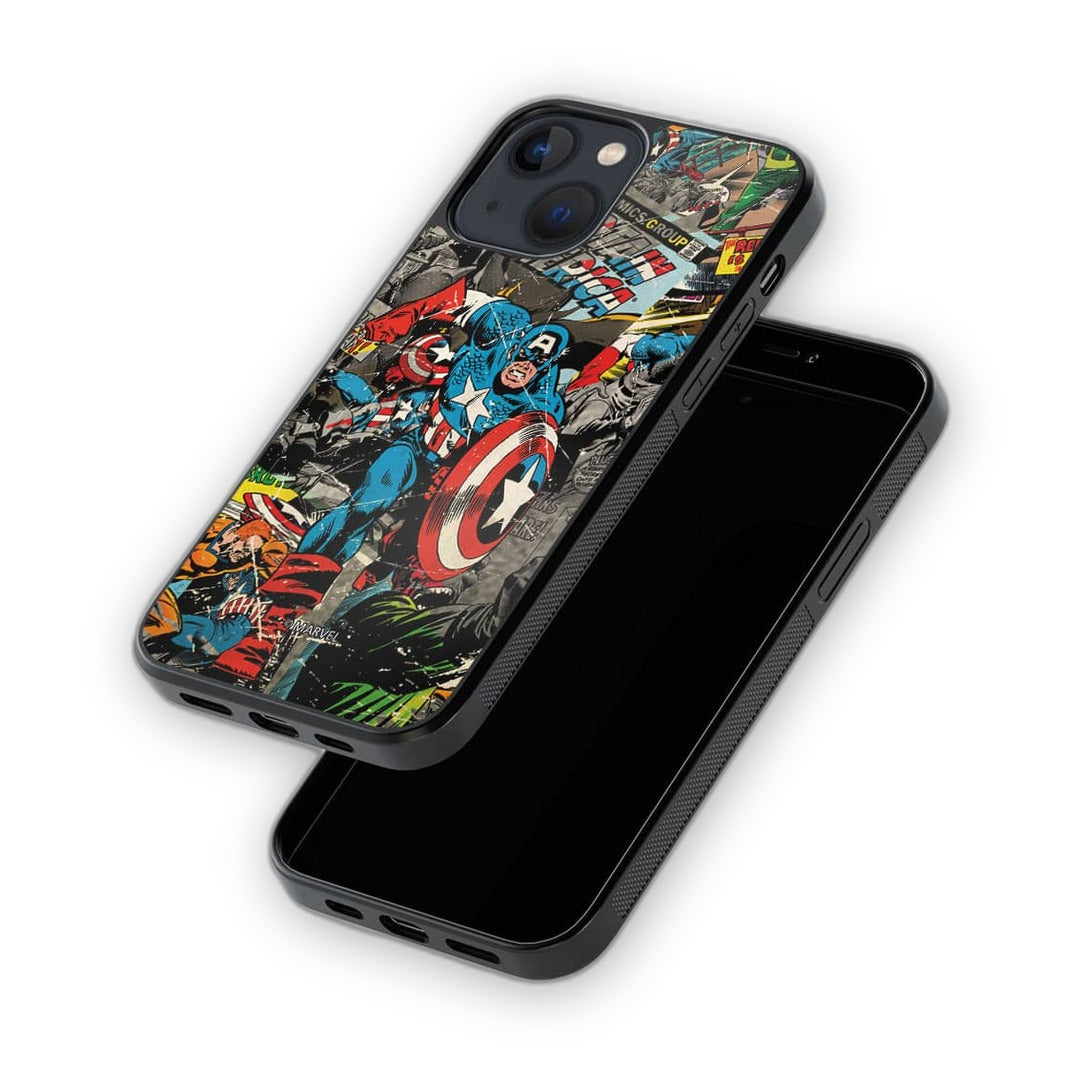 Comic Captain America Glass iPhone Case for iPhone 13 Mini | Macmerise