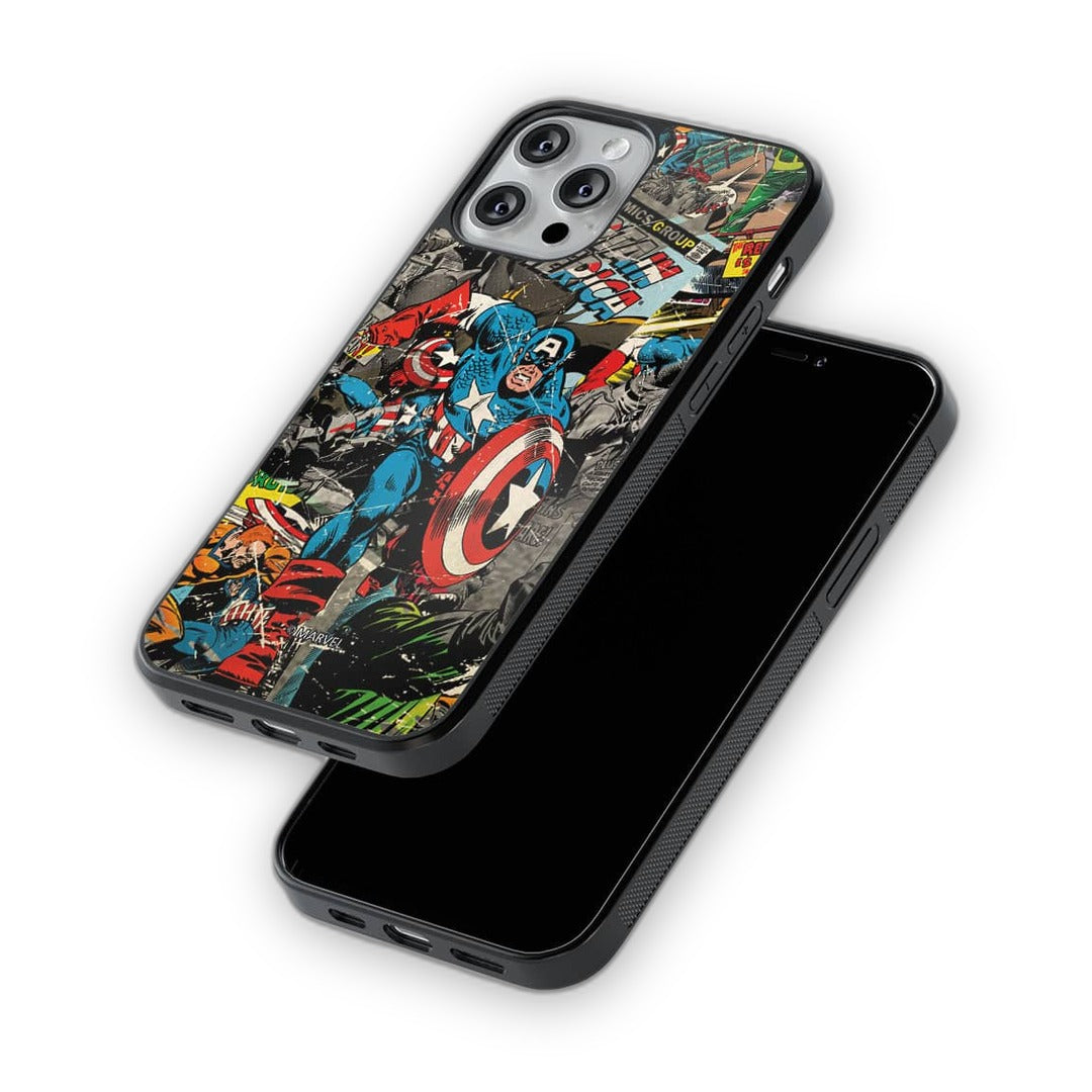 Comic Captain America Glass iPhone Case for iPhone 13 Pro | Macmerise