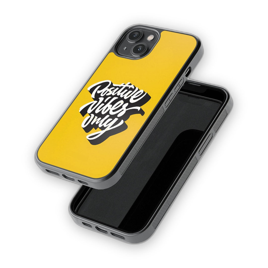 Positive Vibes Only Glass iPhone Case for iPhone 14 | Macmerise