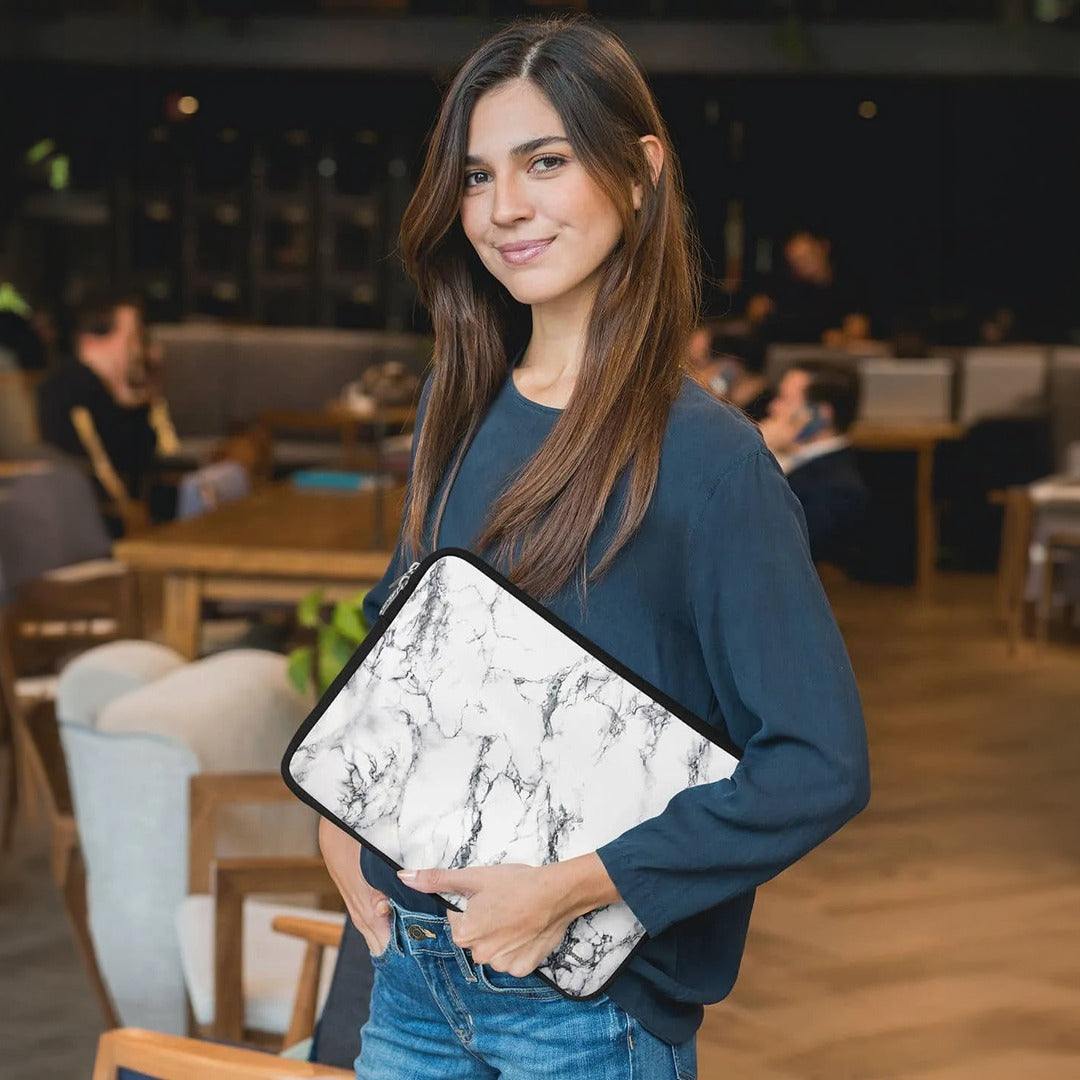 Marble White Luna Laptop Sleeve 15 Inches | Macmerise
