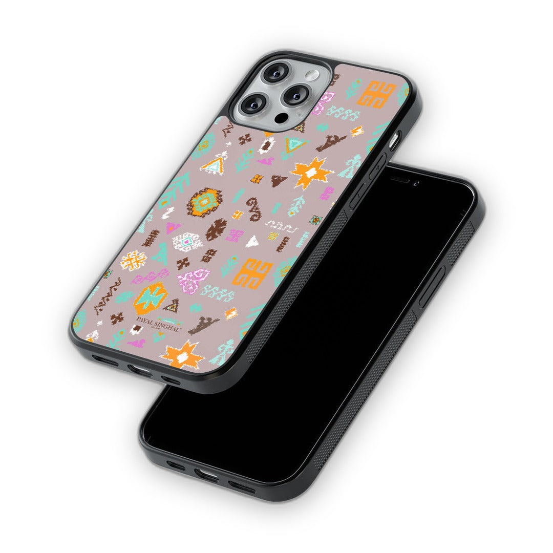 Payal Singhal Bandhani Kilim Lavender Orange Glass iPhone Case for iPhone 13 Pro Max | Macmerise