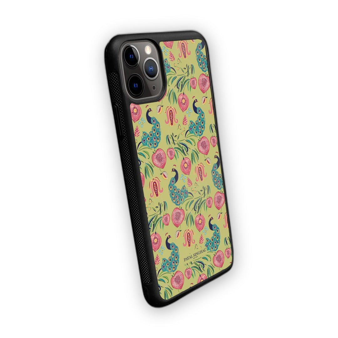 Payal Singhal Anaar and Mor Olive Glass iPhone Case for iPhone 11 Pro Max | Macmerise