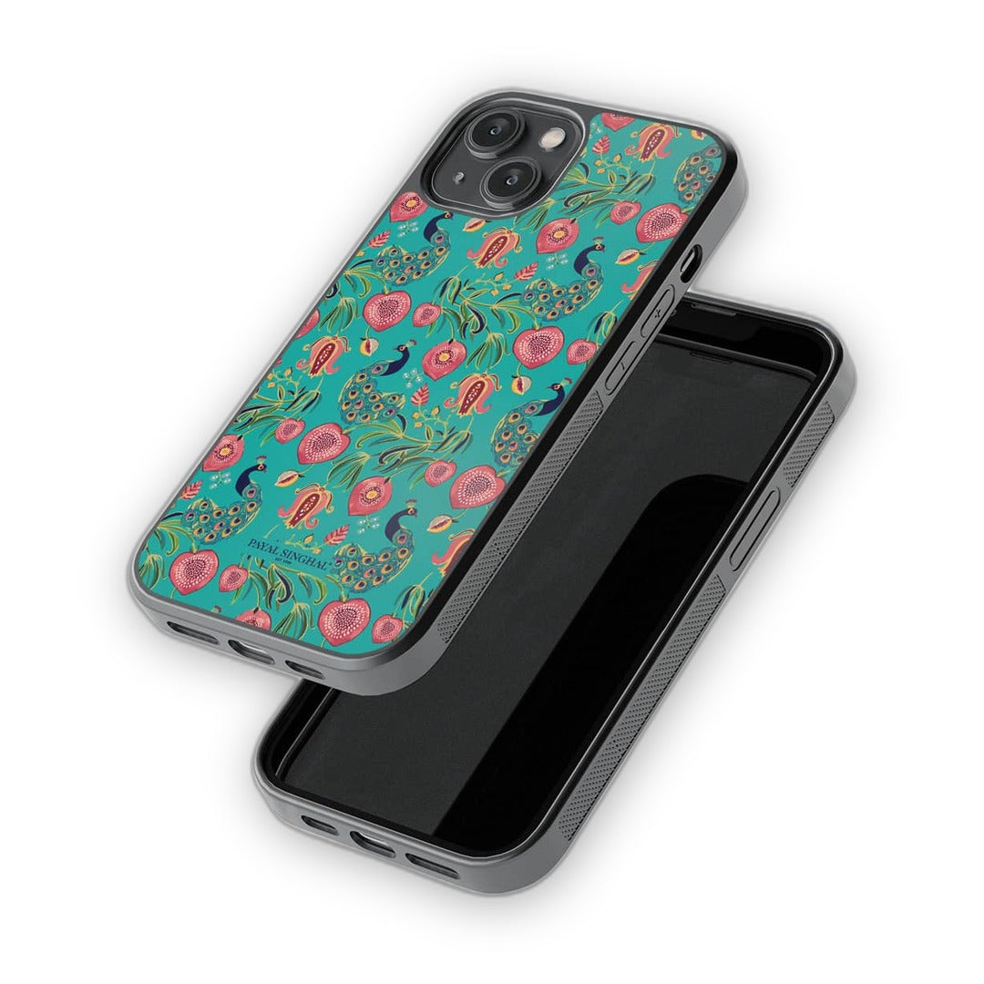 Payal Singhal Anaar and Mor iPhone 14 Cover Teal - detail view | Macmerise