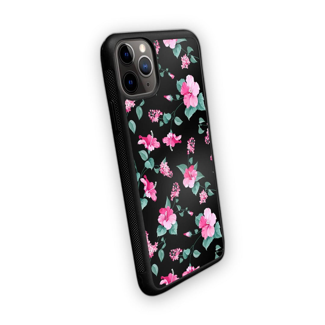 Sk Hibiscus Blush Black Glass iPhone Case for iPhone 11 Pro Max | Macmerise
