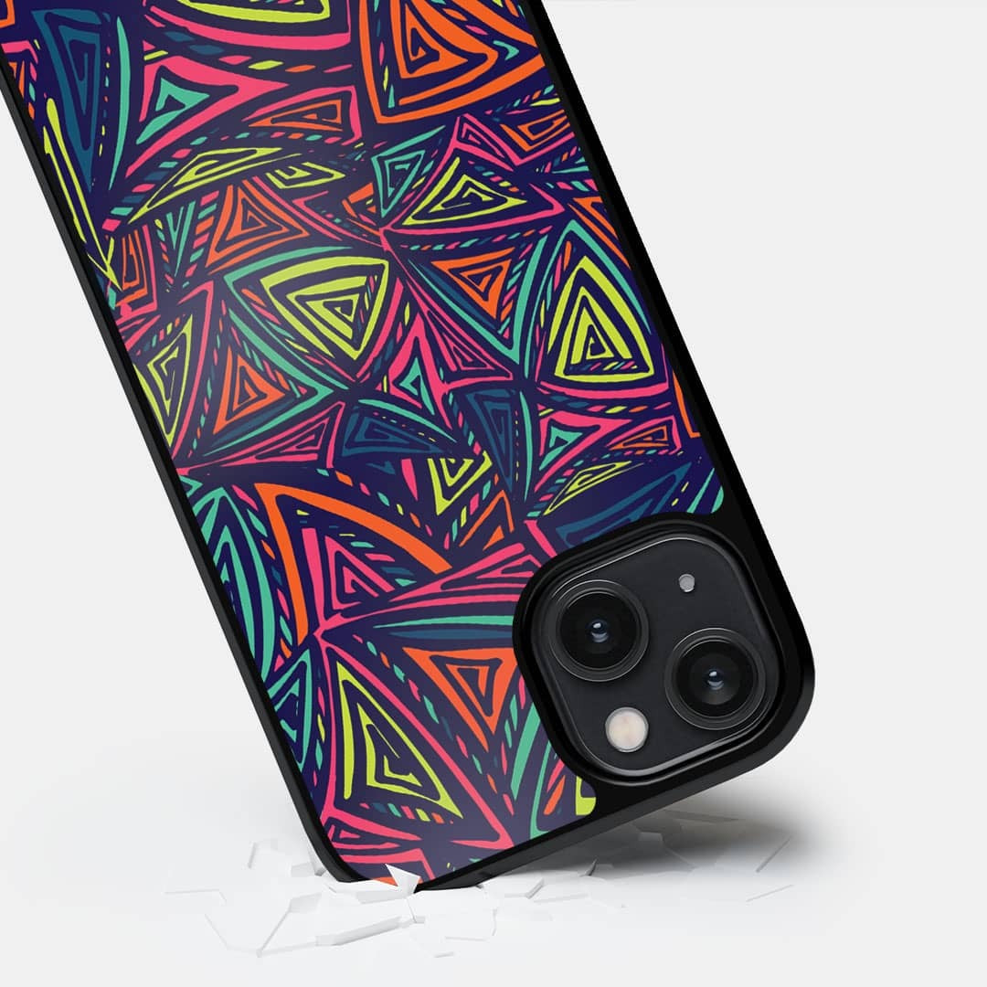 Neon Angles Glass iPhone Case for iPhone 14 | Macmerise