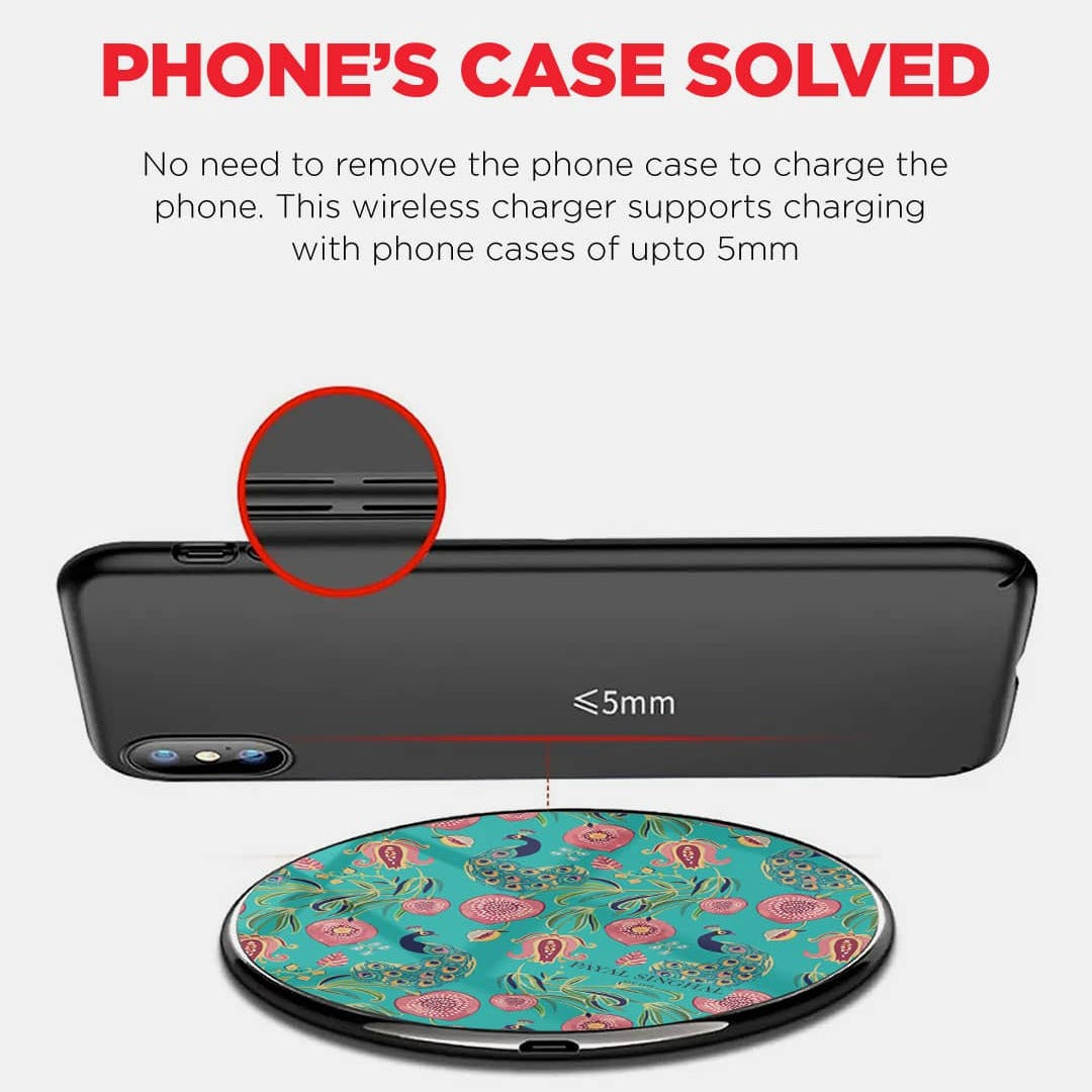 Payal Singhal Anaar and Mor Wireless Charger - 15W Teal - detail view | Macmerise