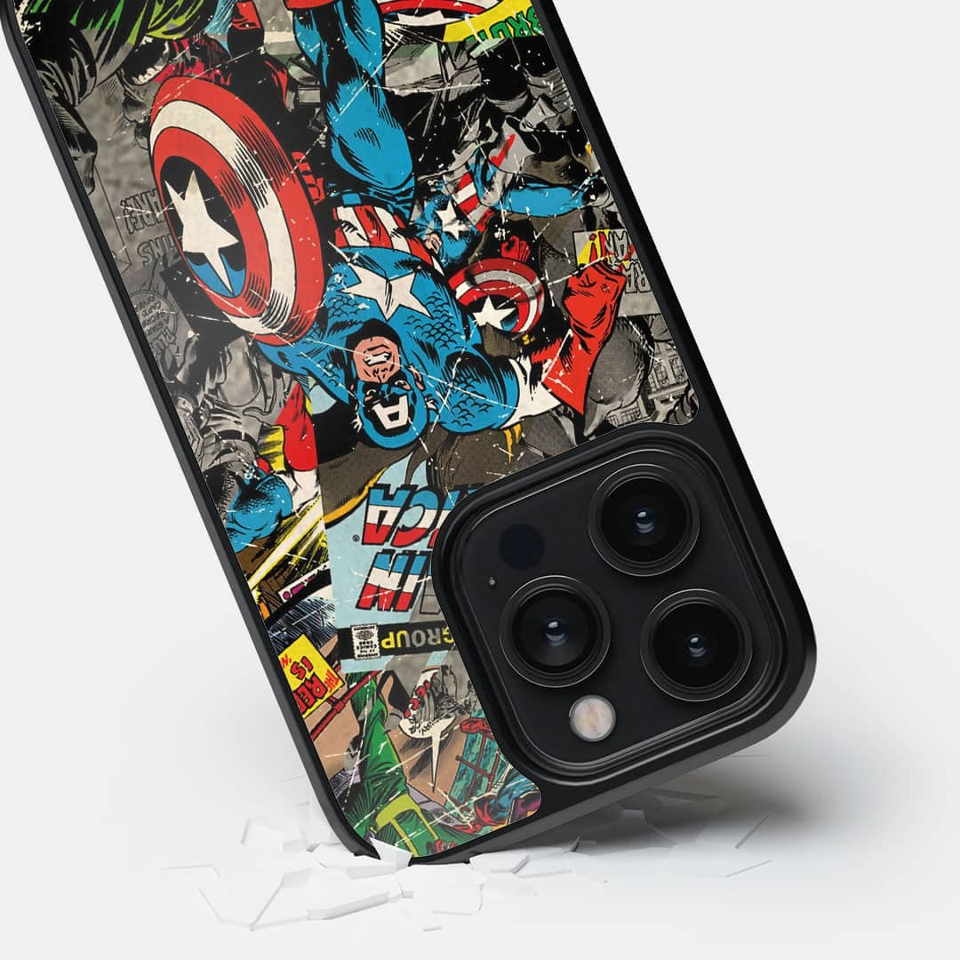 Comic Captain America Glass iPhone Case for iPhone 14 Pro | Macmerise