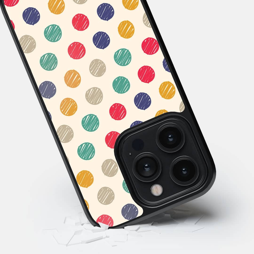 Polka Dot Scribbles Glass iPhone Case for iPhone 14 Pro | Macmerise