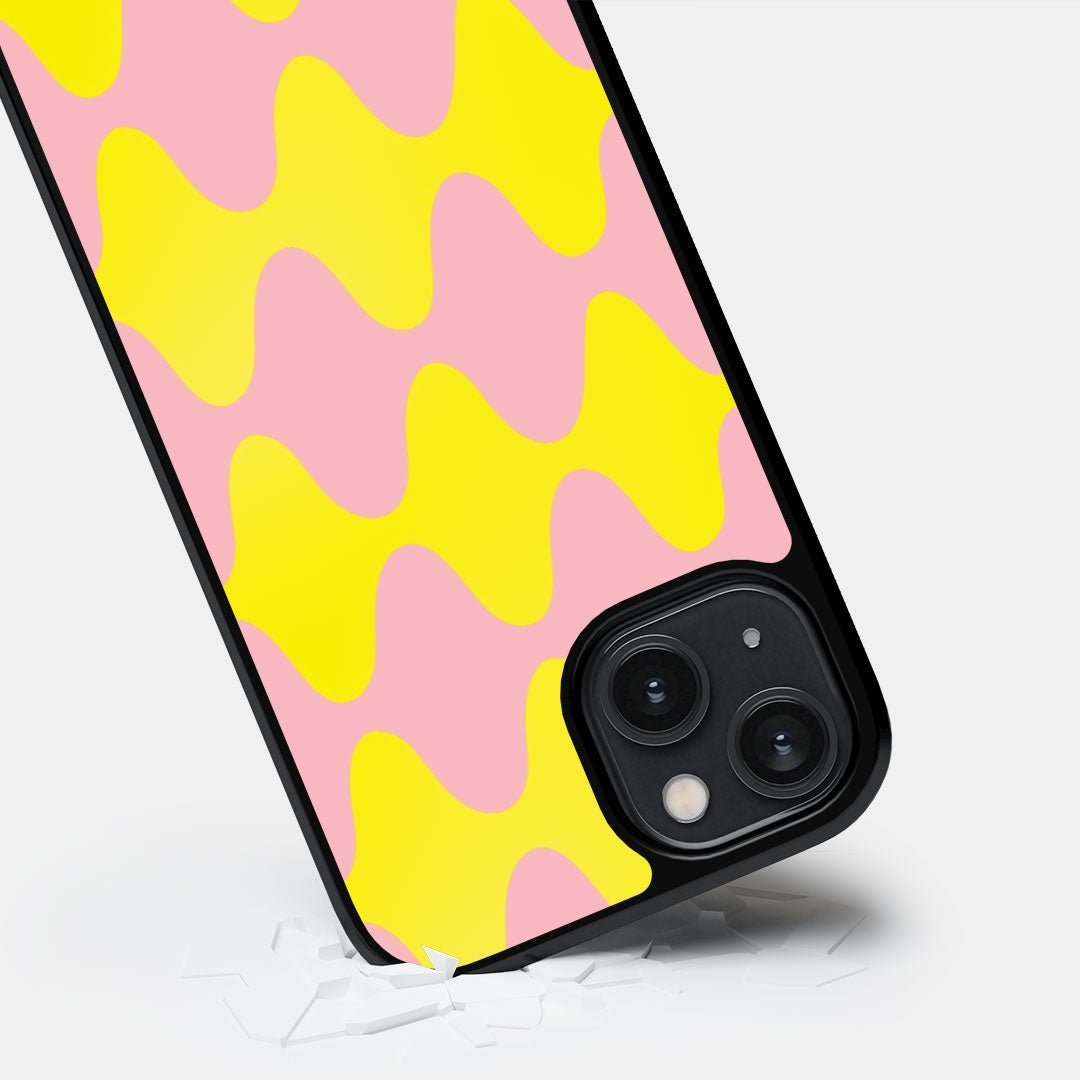 Wavy Wonder Yellow Glass iPhone Case for iPhone 14 | Macmerise
