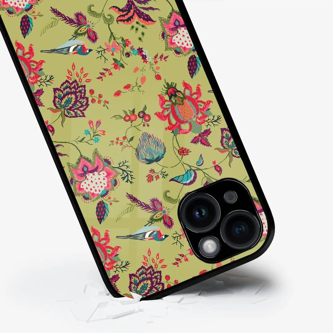 Payal Singhal Chidiya Olive Glass iPhone Case for iPhone 14 Plus | Macmerise