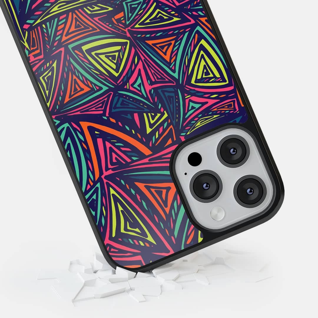 Neon Angles Glass iPhone Case for iPhone 12 Pro | Macmerise
