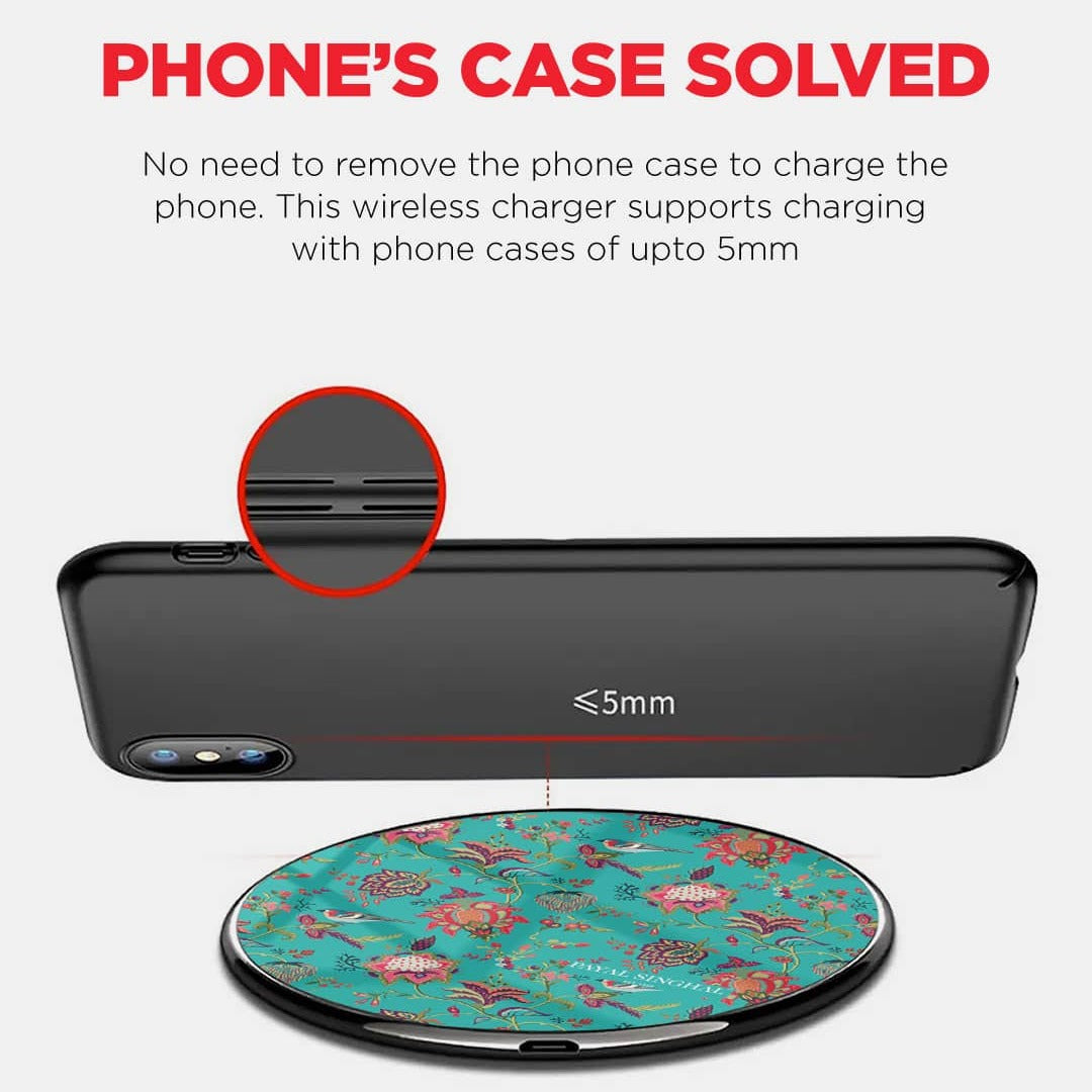 Payal Singhal Chidiya Wireless Charger - 15W Teal - detail view | Macmerise