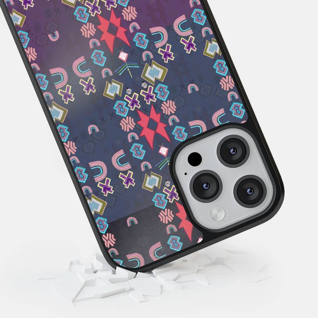 Payal Singhal Ikat Star Purple Small Glass iPhone Case for iPhone 13 Pro Max | Macmerise