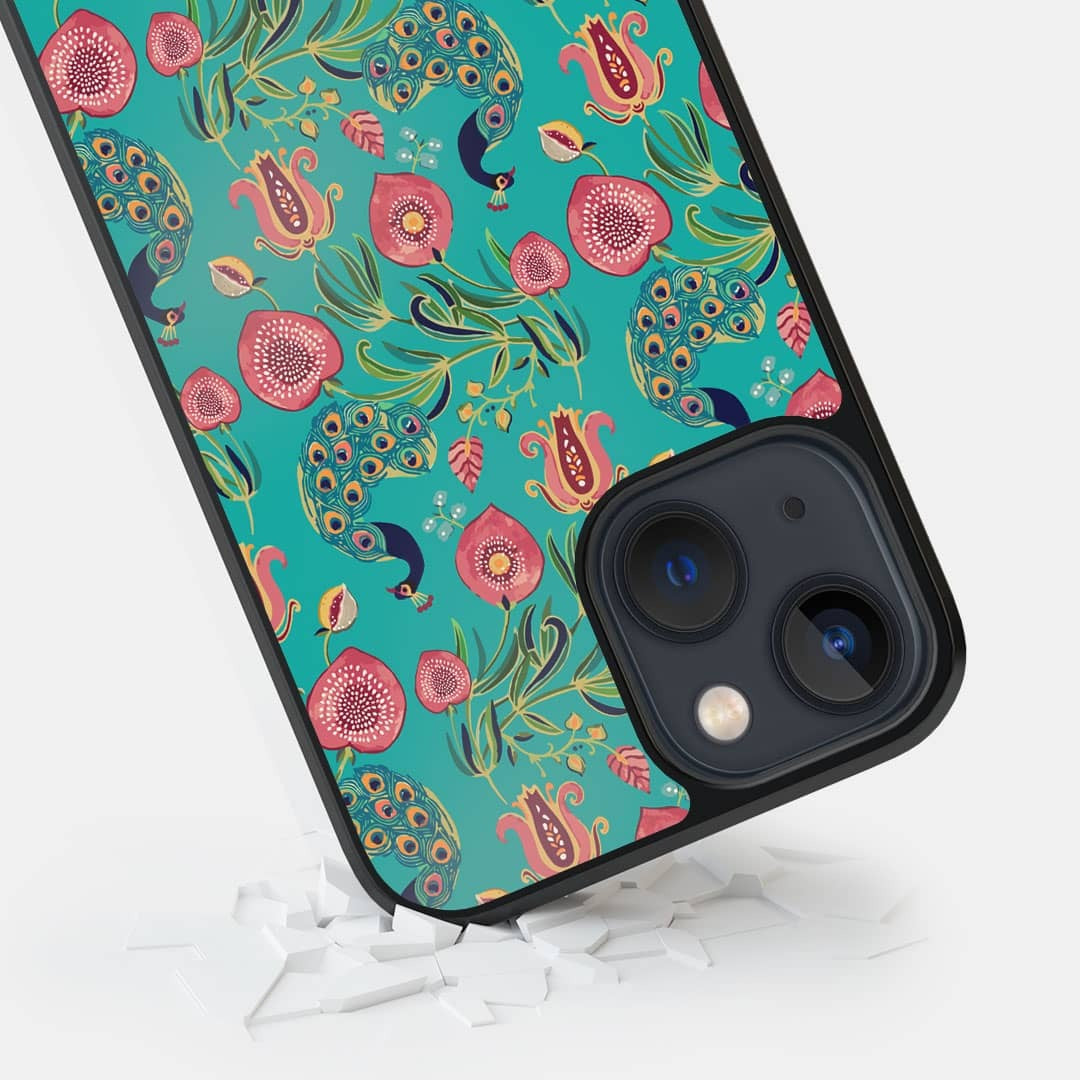 Payal Singhal Anaar and Mor iPhone 13 Cover Teal - detail view | Macmerise