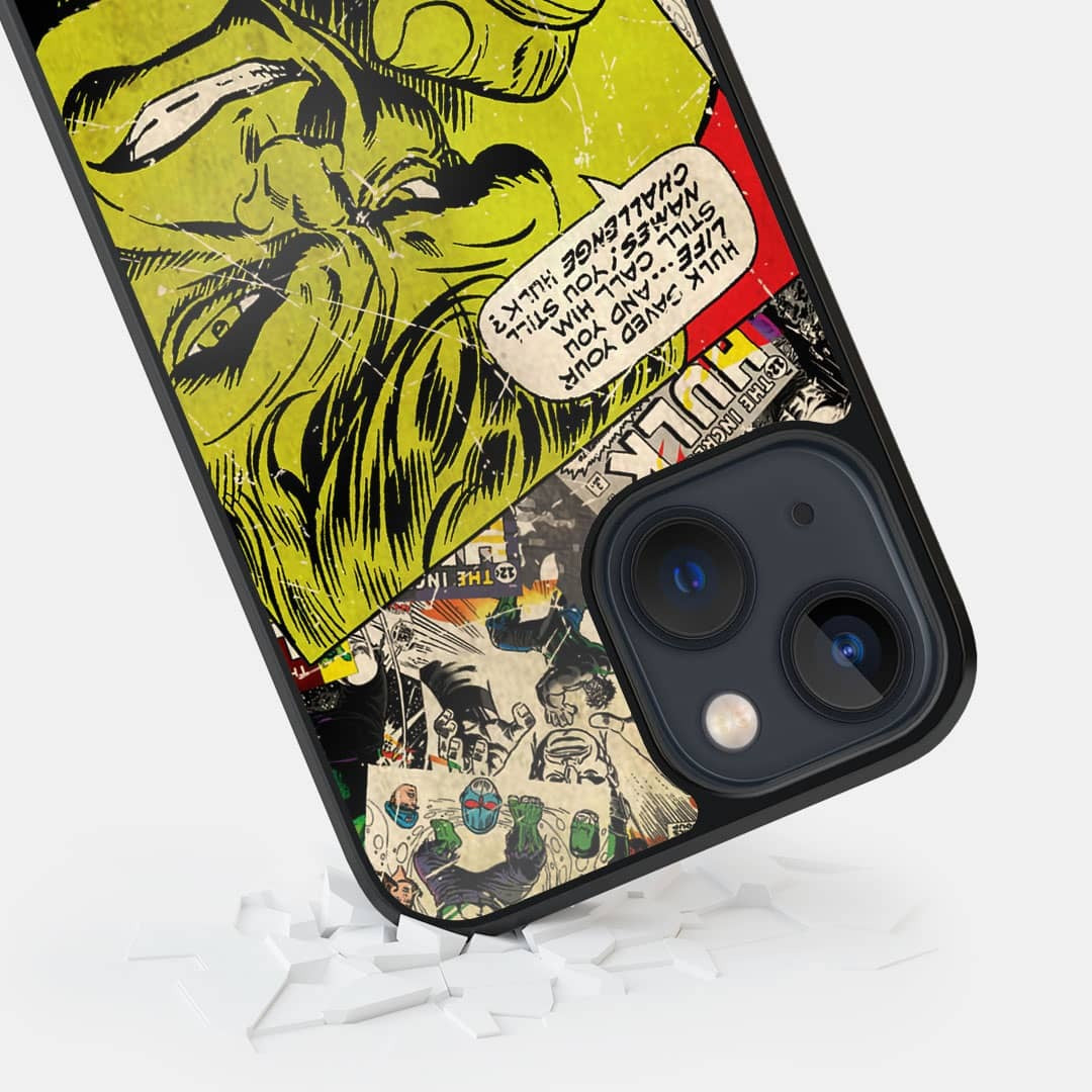 Comic Hulk Glass iPhone Case for iPhone 13 Mini | Macmerise