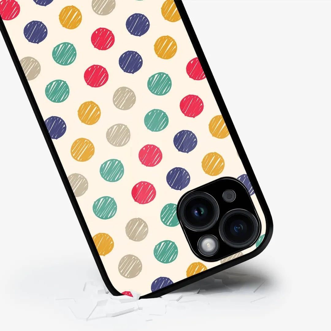 Polka Dot Scribbles Glass iPhone Case for iPhone 15 Plus | Macmerise