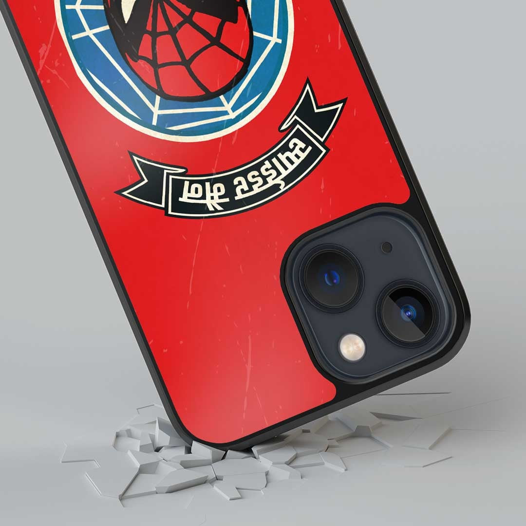 Desi Spiderman Badge Glass iPhone Case for iPhone 13 | Macmerise