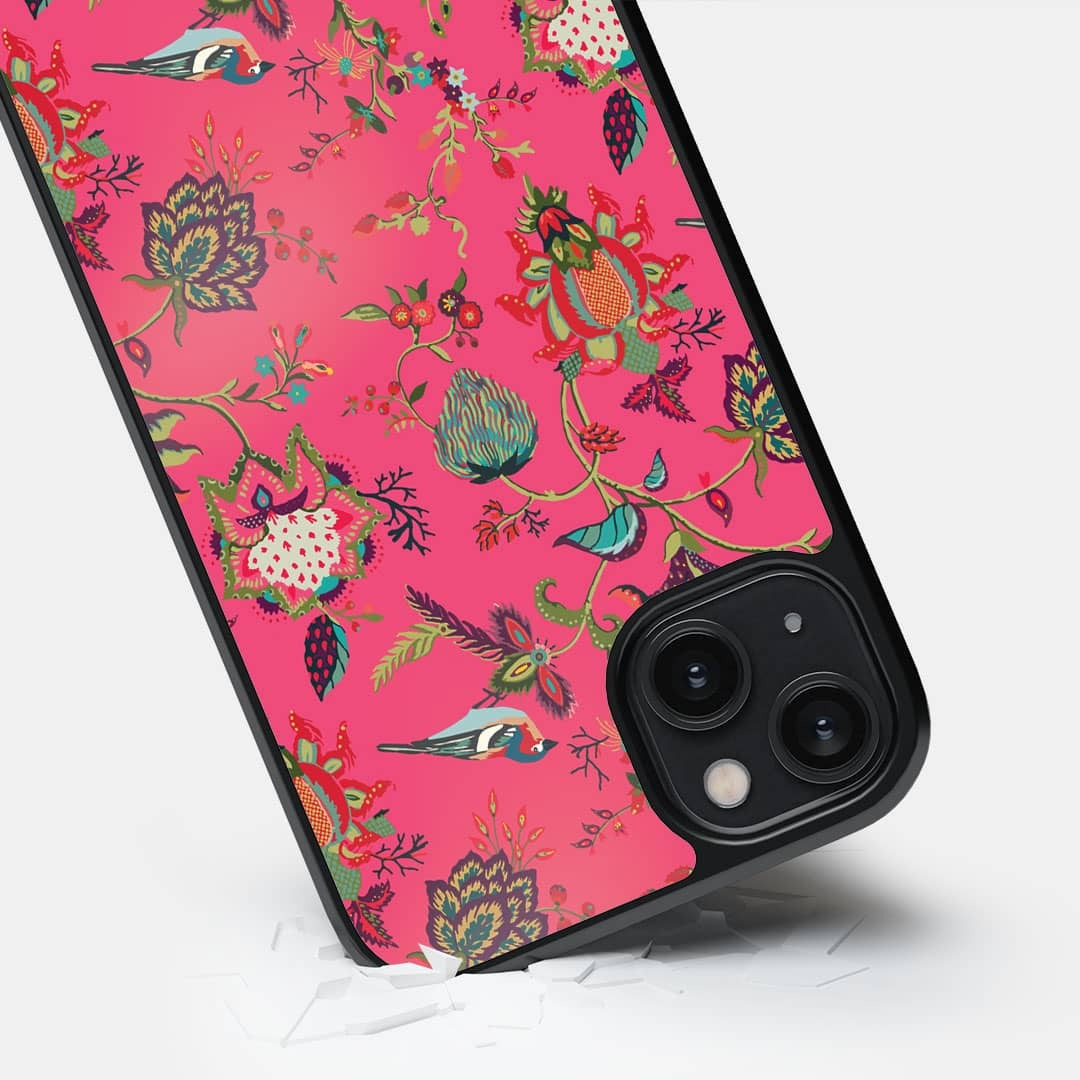 Payal Singhal Chidiya Pink Glass iPhone Case for iPhone 14 Plus | Macmerise