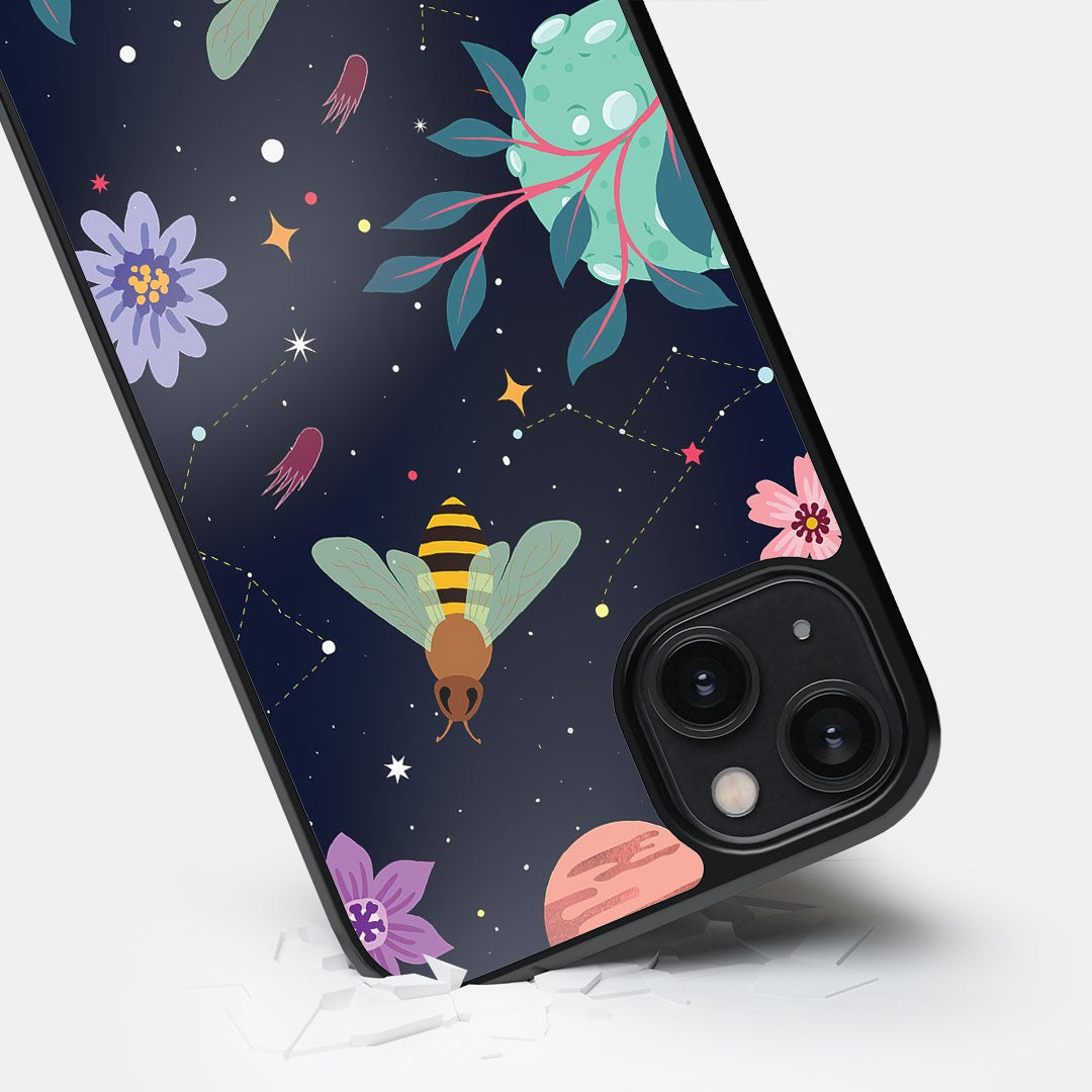 Space Bees Glass iPhone Case for iPhone 14 Plus | Macmerise